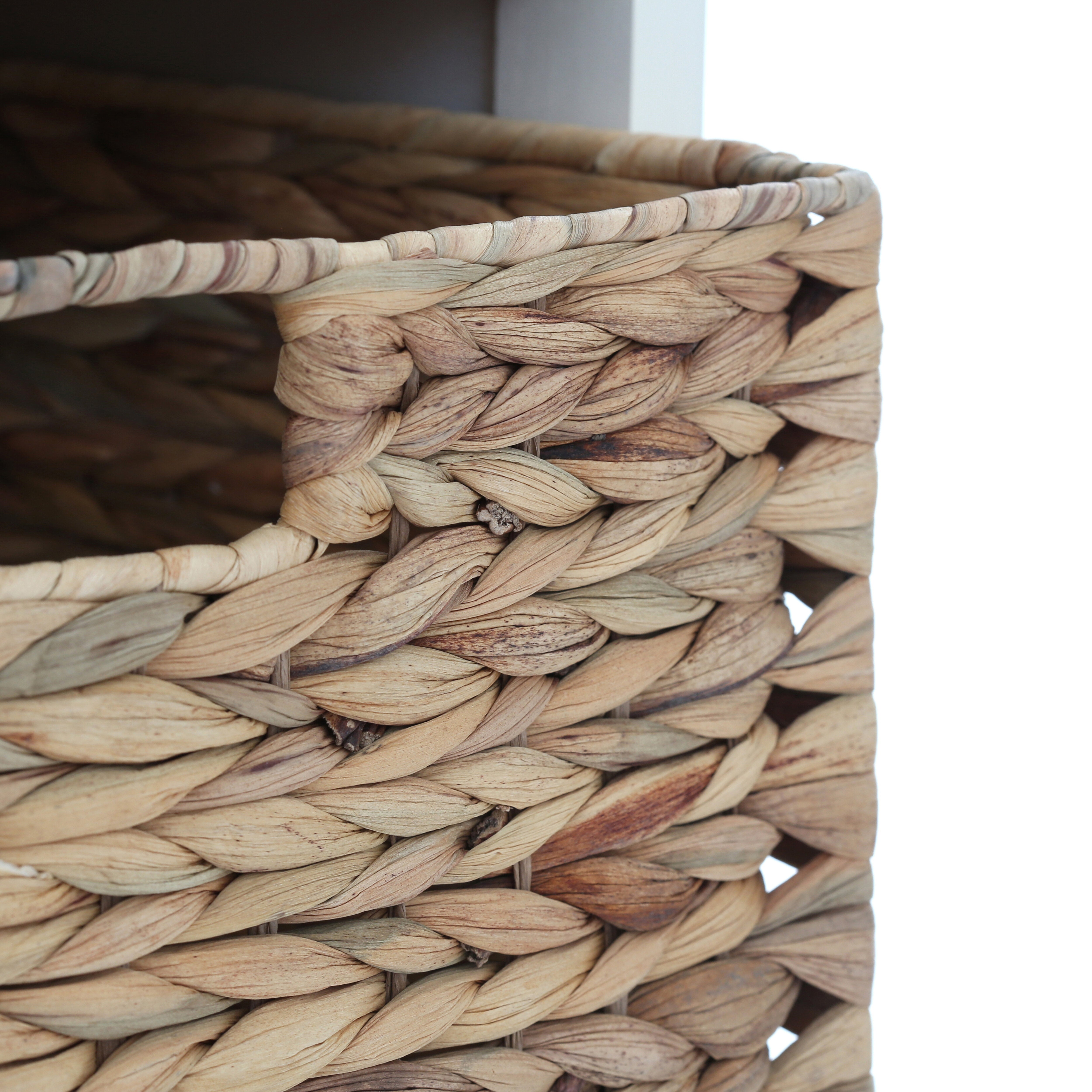 Benka Ivory White Wood Cabinet with Baskets
